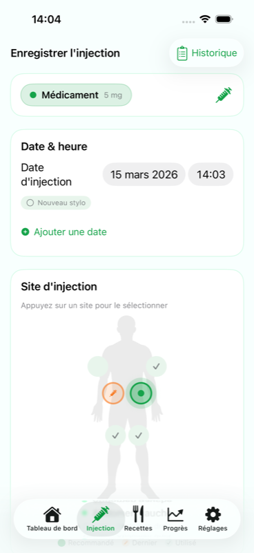 Levida Suivi des injections