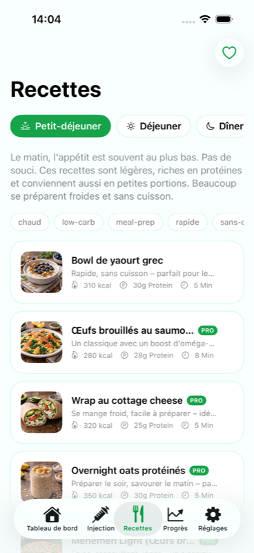 Levida Recettes &mdash; repas riches en prot&eacute;ines pour patients GLP-1